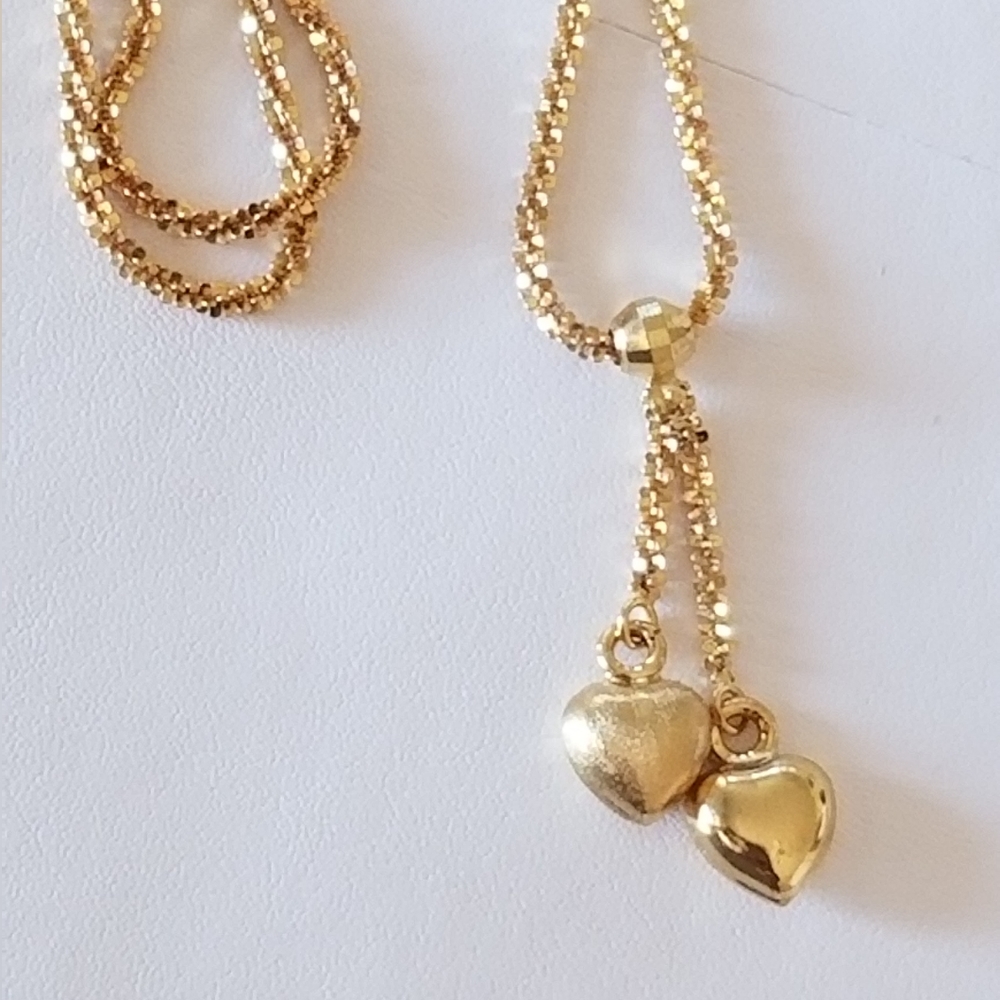 10K Gold Heart Drop Necklace
